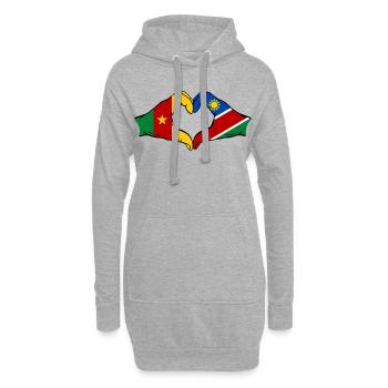 Kemerun, Namibie, Drapeau, Mains, Forme De Coeur - Sweat-shirt à capuche long Femme - gris chiné - Devant
