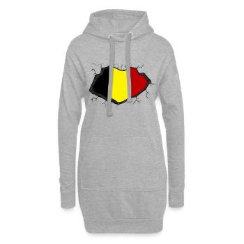 Drapeau de la Belgique - Sweat-shirt à capuche long Femme - gris chiné - Devant