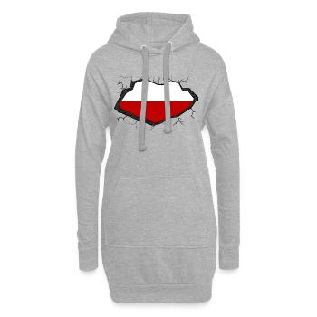 Drapeau polonais - Sweat-shirt à capuche long Femme - gris chiné - Devant