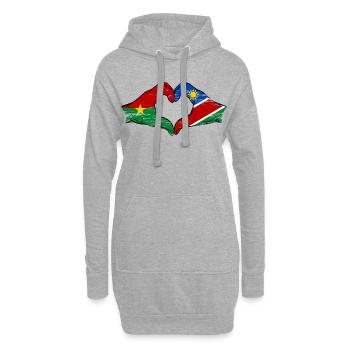 Burkina Faso Namibia Flagge Hände Herzform used - Hoodie-Kleid - Grau meliert - Vorne