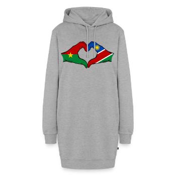 Burkina Faso Namibie drapeau mains forme de coeur utilisé - Sweat-shirt à capuche long Femme - gris chiné - Devant