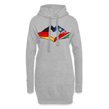 Drapeau de l'Allemagne et de la Namibie, forme de cœur, utilisé - Sweat-shirt à capuche long Femme - gris chiné - Devant