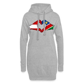 Drapeau Autriche-Namibie, mains en forme de cœur - Sweat-shirt à capuche long Femme - gris chiné - Devant
