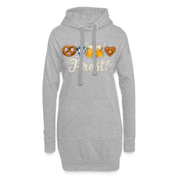 Frohes mit Bierkrügen und Lebkuchen - Hoodie-Kleid - Grau meliert - Vorne