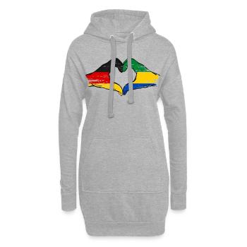 Deutshland Gabun Flagge Hände Herzform used - Hoodie-Kleid - Grau meliert - Vorne