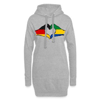 Deutshland Gabun Flagge Hände Herzform - Hoodie-Kleid - Grau meliert - Vorne