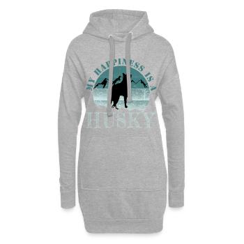 Husky avec motif de montagne et dicton - Sweat-shirt à capuche long Femme - gris chiné - Devant