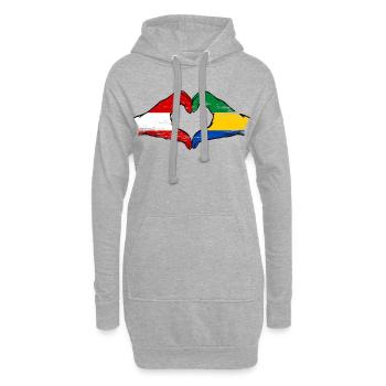 Drapeau de l'Autriche et du Gabon, mains en forme de cœur utilisées - Sweat-shirt à capuche long Femme - gris chiné - Devant