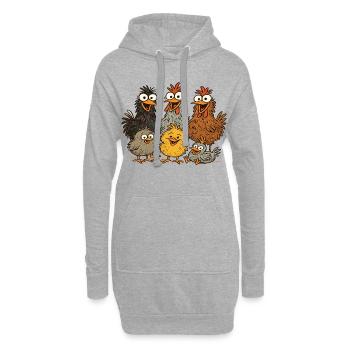 Poulet coloré motif de dessin animé - Sweat-shirt à capuche long Femme - gris chiné - Devant