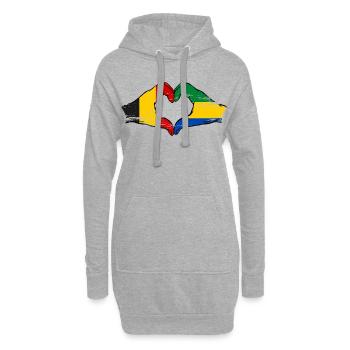Belgique Gabon drapeau mains forme de coeur utilisé - Sweat-shirt à capuche long Femme - gris chiné - Devant