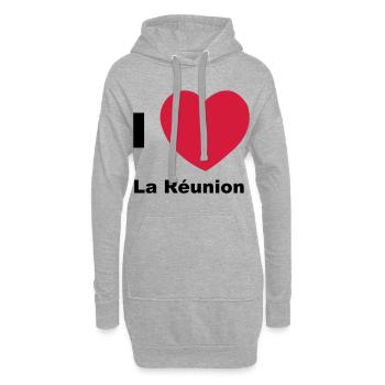 Ich liebe La Réunion - Hoodie-Kleid - Grau meliert - Vorne