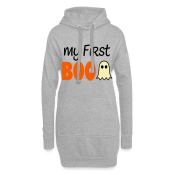 My First Boo - Halloween Baby Spruch - Hoodie-Kleid - Grau meliert - Vorne