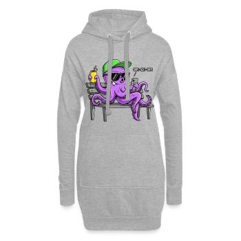 Lustiger Oktopus mit Smartphone - Hoodie-Kleid - Grau meliert - Vorne
