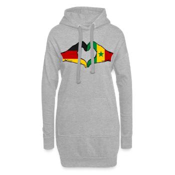 Drapeau de l'Allemagne et du Sénégal en forme de cœur - Sweat-shirt à capuche long Femme - gris chiné - Devant
