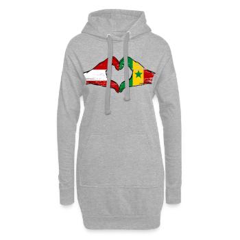 Drapeau Autriche Sénégal Mains Forme de cœur Utilisé - Sweat-shirt à capuche long Femme - gris chiné - Devant