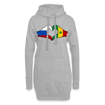 Russland Senegal Flagge Hände Herzform - Hoodie-Kleid - Grau meliert - Vorne