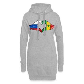 Russland Senegal Flagge Hände Herzform used - Hoodie-Kleid - Grau meliert - Vorne