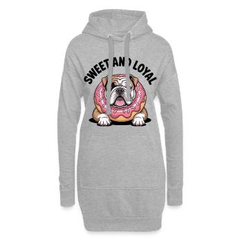 Bouledogue doux et loyal - Sweat-shirt à capuche long Femme - gris chiné - Devant