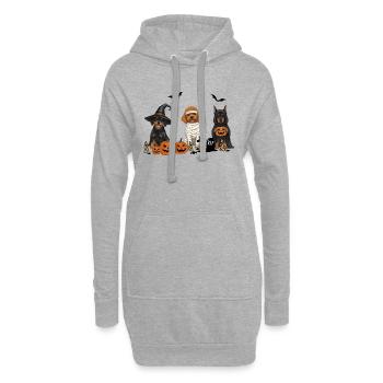 Hunde-Halloween - Hoodie-Kleid - Grau meliert - Vorne