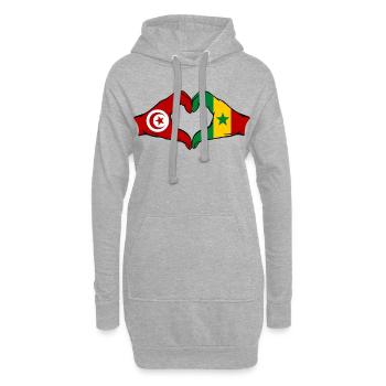 Tunesien Senegal Flagge Hände Herzform - Hoodie-Kleid - Grau meliert - Vorne