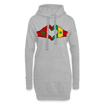 Chine Sénégal Drapeau Mains Coeur Forme - Sweat-shirt à capuche long Femme - gris chiné - Devant