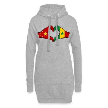 China Senegal Flag Hands Heart Shape - Hoodie Dress - heather grey - Front