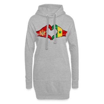 Montenegro Senegal Flagge Hände Herzform - Hoodie-Kleid - Grau meliert - Vorne