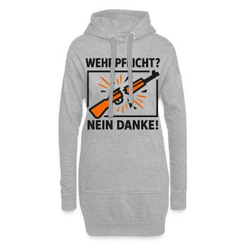 Wehrpflicht Nein Danke – Kriegsdienstverweigerung - Hoodie-Kleid - Grau meliert - Vorne