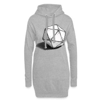 Cube dessiné à la main – Croquis minimal de dés - Sweat-shirt à capuche long Femme - gris chiné - Devant