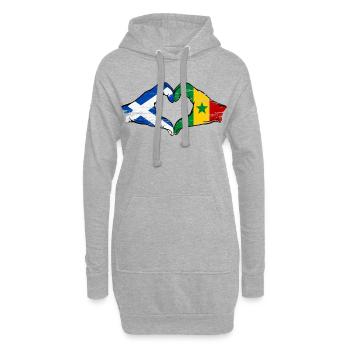 Scotland Senegal flag hands heart shape used - Hoodie Dress - heather grey - Front