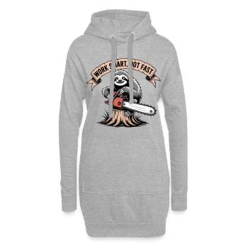 Work Smart Not Fast Sloth Kettensäge - Hoodie-Kleid - Grau meliert - Vorne