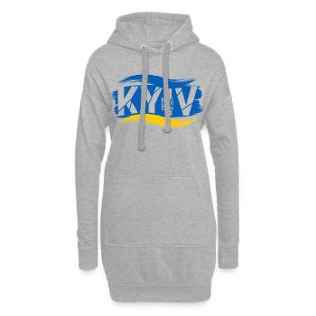 Ukrainischer Dreizack und Flagge Abstraktes Design - Hoodie-Kleid - Grau meliert - Vorne