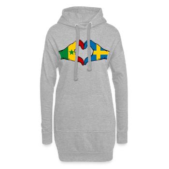 Drapeau du Sénégal Suède Mains Forme de cœur - Sweat-shirt à capuche long Femme - gris chiné - Devant