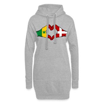 Drapeau du Sénégal Danemark Mains en forme de cœur - Sweat-shirt à capuche long Femme - gris chiné - Devant