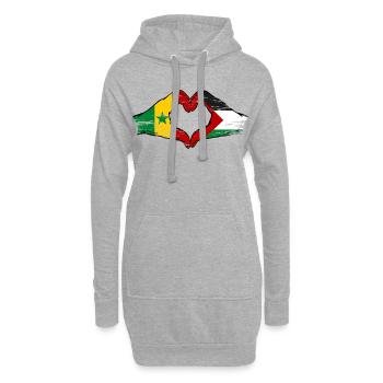 Senegal Palästina Flagge Hände Herzform used - Hoodie-Kleid - Grau meliert - Vorne