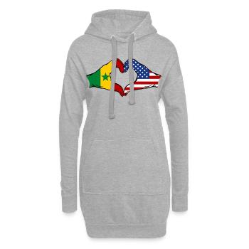 Senegal USA Flagge Hände Herzform - Hoodie-Kleid - Grau meliert - Vorne