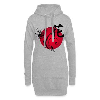 Schwarze Blume Japans - Hoodie-Kleid - Grau meliert - Vorne