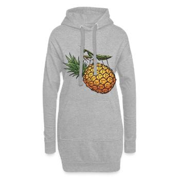 Ananas avec illustration de sauterelle - Sweat-shirt à capuche long Femme - gris chiné - Devant