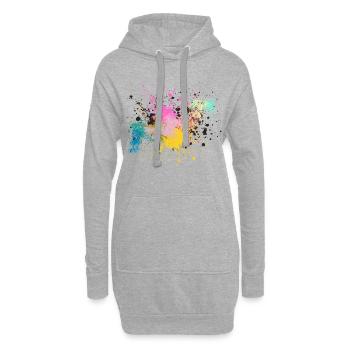 Farbenfrohe Farbspritz-Design - Hoodie-Kleid - Grau meliert - Vorne