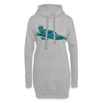 Statue de la Liberté inclinable – Chill Vintage Graphi - Sweat-shirt à capuche long Femme - gris chiné - Devant