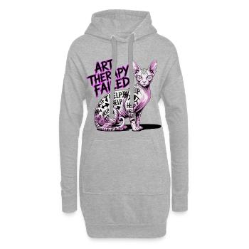 Échec en art-thérapie pour chats - Sweat-shirt à capuche long Femme - gris chiné - Devant