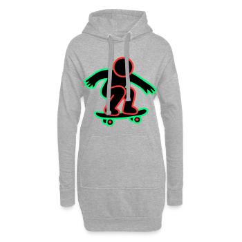 Neon Skateboarder Linienkunst - Hoodie-Kleid - Grau meliert - Vorne