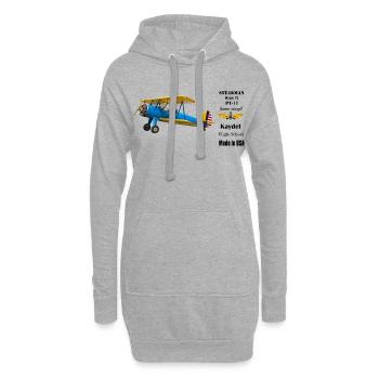 Bleu Vintage Machine Jaune Détails - Sweat-shirt à capuche long Femme - gris chiné - Devant