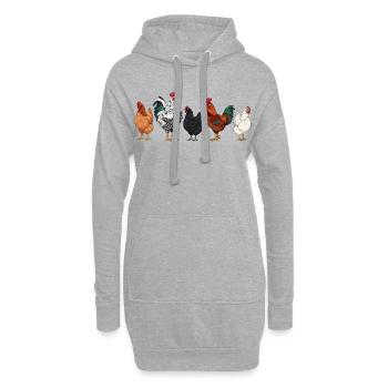 Illustration de famille de coq coloré - Sweat-shirt à capuche long Femme - gris chiné - Devant