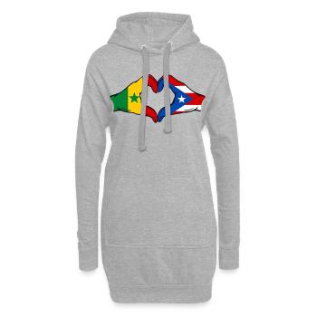 Senegal Puerto Rico Flagge Hände Herzform used - Hoodie-Kleid - Grau meliert - Vorne