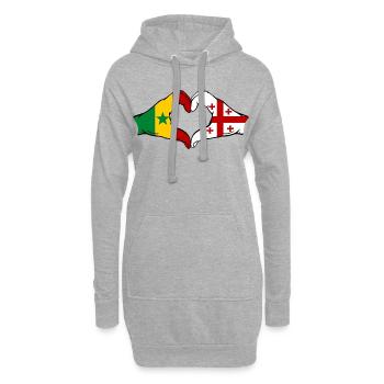 Senegal Georgien Flagge Hände Herzform - Hoodie-Kleid - Grau meliert - Vorne