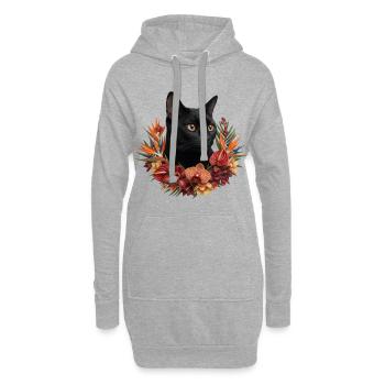 Mystische Bombay-Katze floral - Hoodie-Kleid - Grau meliert - Vorne
