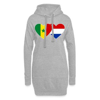Senegal Holland Flagge Hände Herzform - Hoodie-Kleid - Grau meliert - Vorne