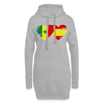 Spanien Senegal Flagge Herz used - Hoodie-Kleid - Grau meliert - Vorne