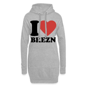 I Love Brezn - Herz - Brezel - Hoodie-Kleid - Grau meliert - Vorne
